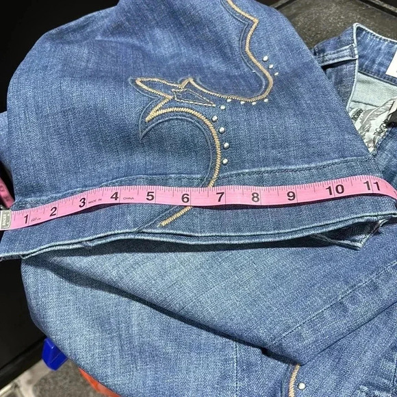 Rock&Roll Midrise denim trouser embroidered/studded, flare bell bottom jeans - Picture 11 of 11